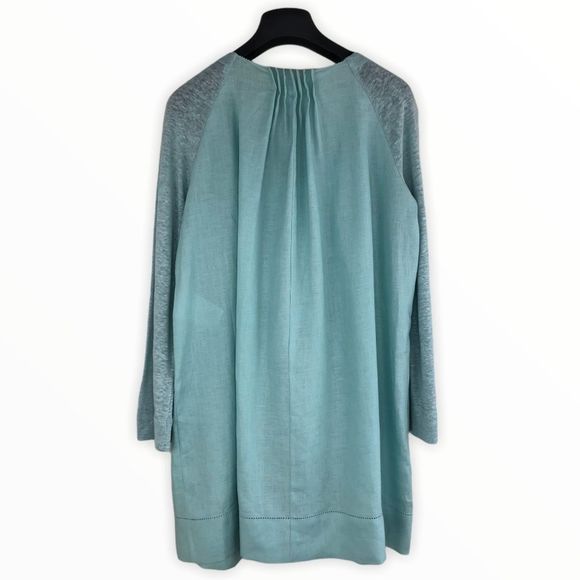 Escada Linen Aqua Pearl Accent Lightweight Tunic Top size 4 in Surf - Picture 7 of 16
